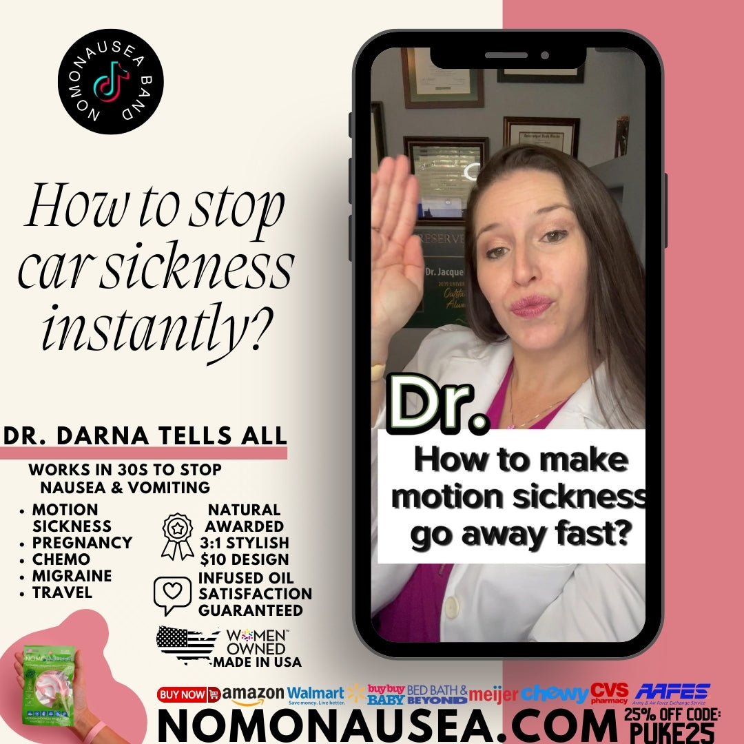 How can you instantly stop car sickness with NOMO Nausea Relief Bands?